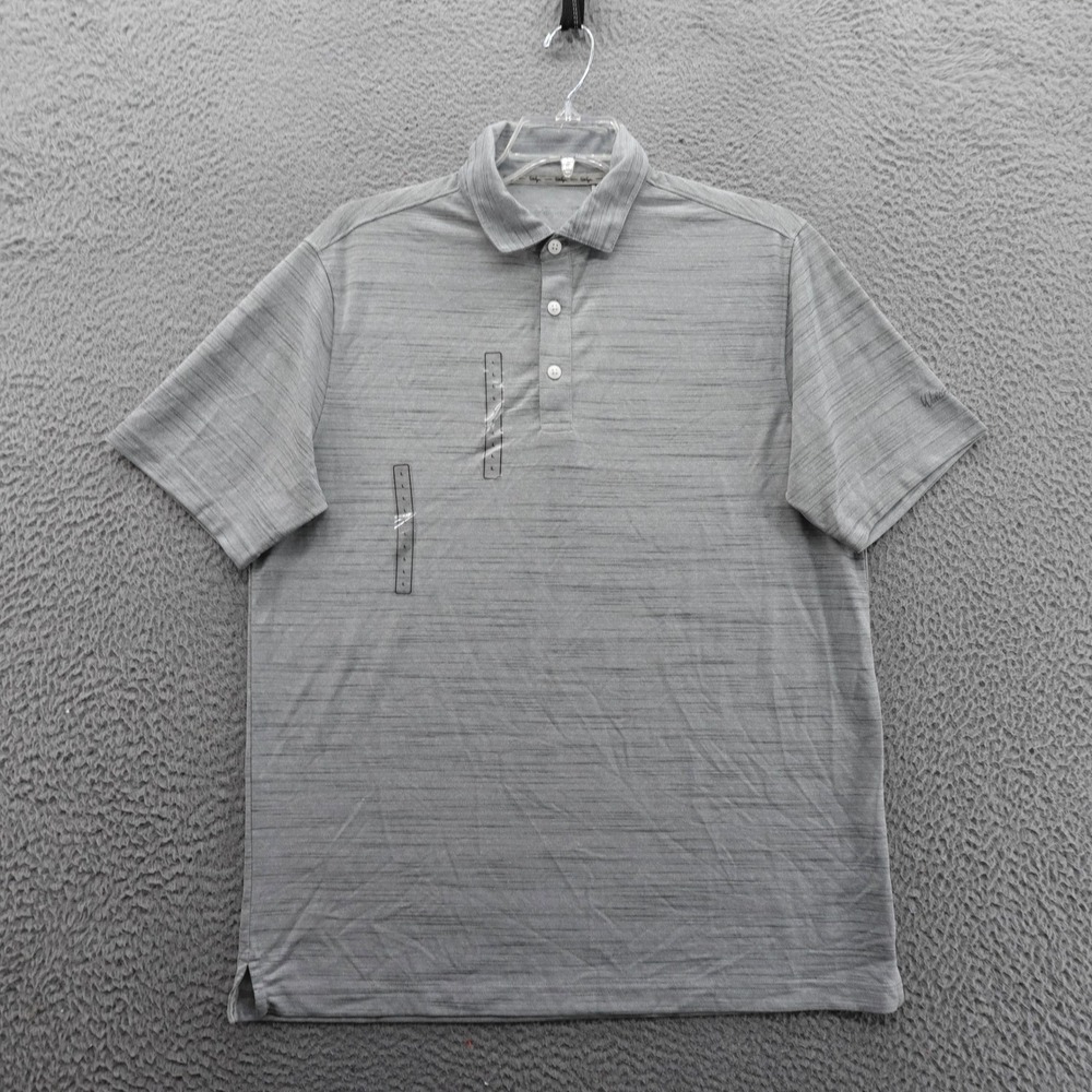 Walter Hagen Mens Clubhouse Striation Pique Polo Shirt Large Grey White NEW